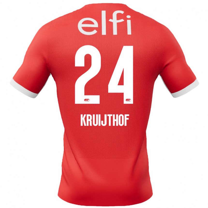 Kids Football Annemiek Kruijthof #24 Red White Home Jersey 2024/25 T-Shirt Nz