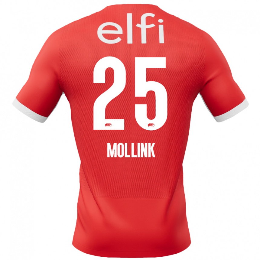 Kids Football Yaël Mollink #25 Red White Home Jersey 2024/25 T-Shirt Nz