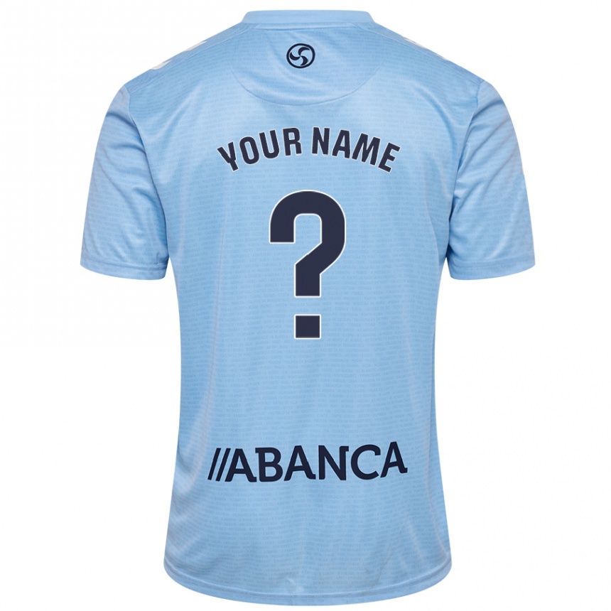 Kids Football Your Name #0 Sky Blue Home Jersey 2024/25 T-Shirt Nz