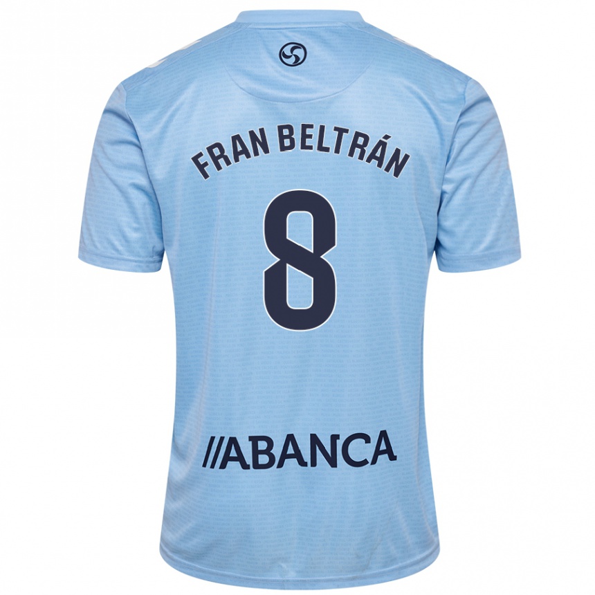 Kids Football Fran Beltrán #8 Sky Blue Home Jersey 2024/25 T-Shirt Nz