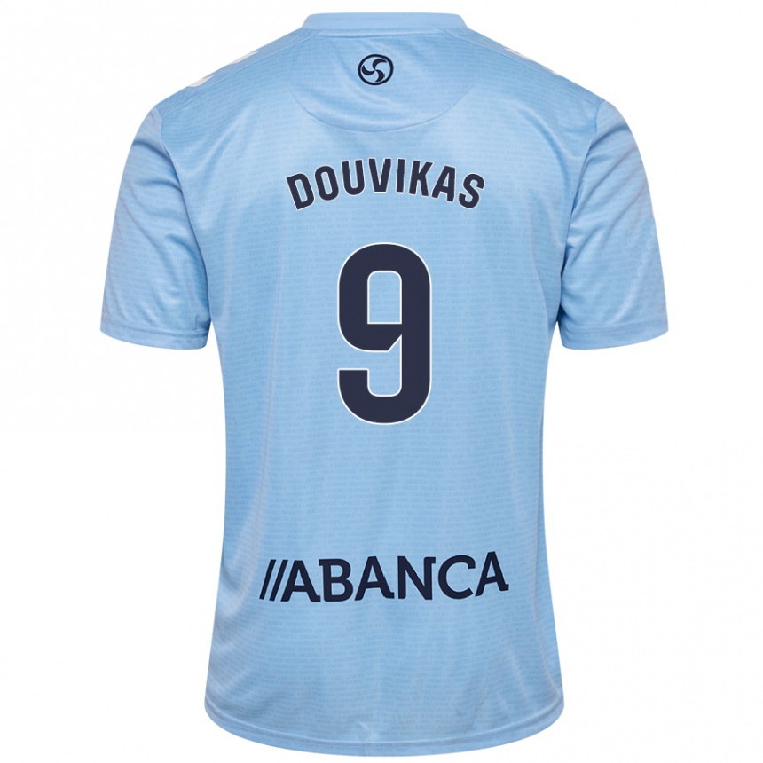 Kids Football Anastasios Douvikas #9 Sky Blue Home Jersey 2024/25 T-Shirt Nz