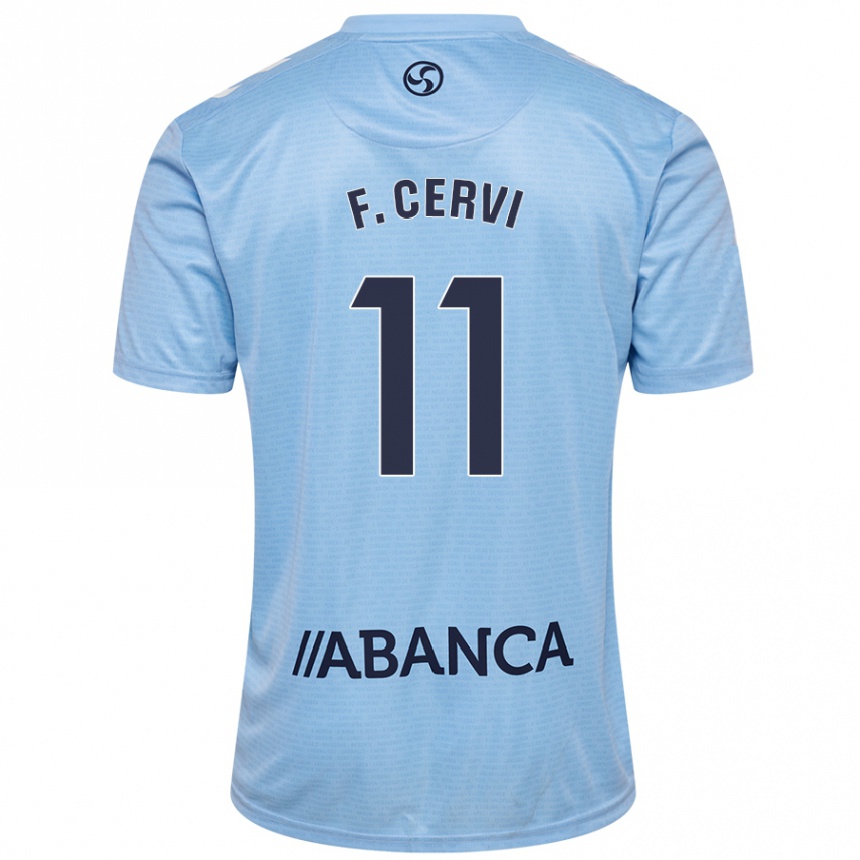 Kids Football Franco Cervi #11 Sky Blue Home Jersey 2024/25 T-Shirt Nz