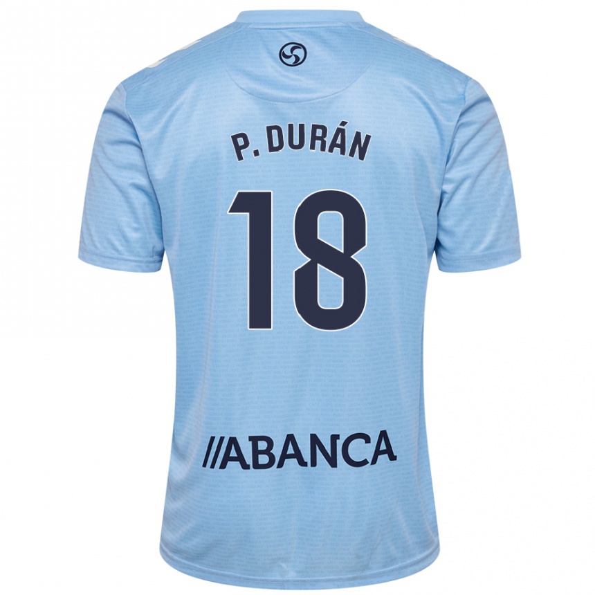 Kids Football Pablo Durán #18 Sky Blue Home Jersey 2024/25 T-Shirt Nz