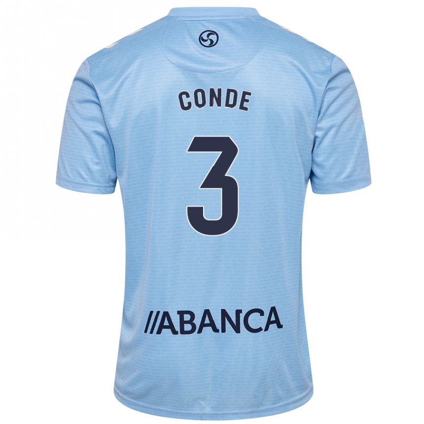 Kids Football Martín Conde #3 Sky Blue Home Jersey 2024/25 T-Shirt Nz