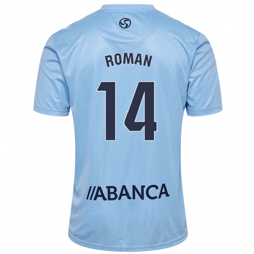 Kids Football Miguel Román #14 Sky Blue Home Jersey 2024/25 T-Shirt Nz