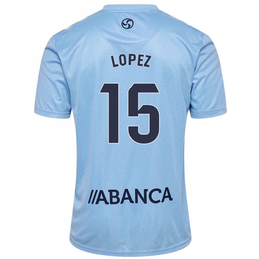 Kids Football Fer López #15 Sky Blue Home Jersey 2024/25 T-Shirt Nz