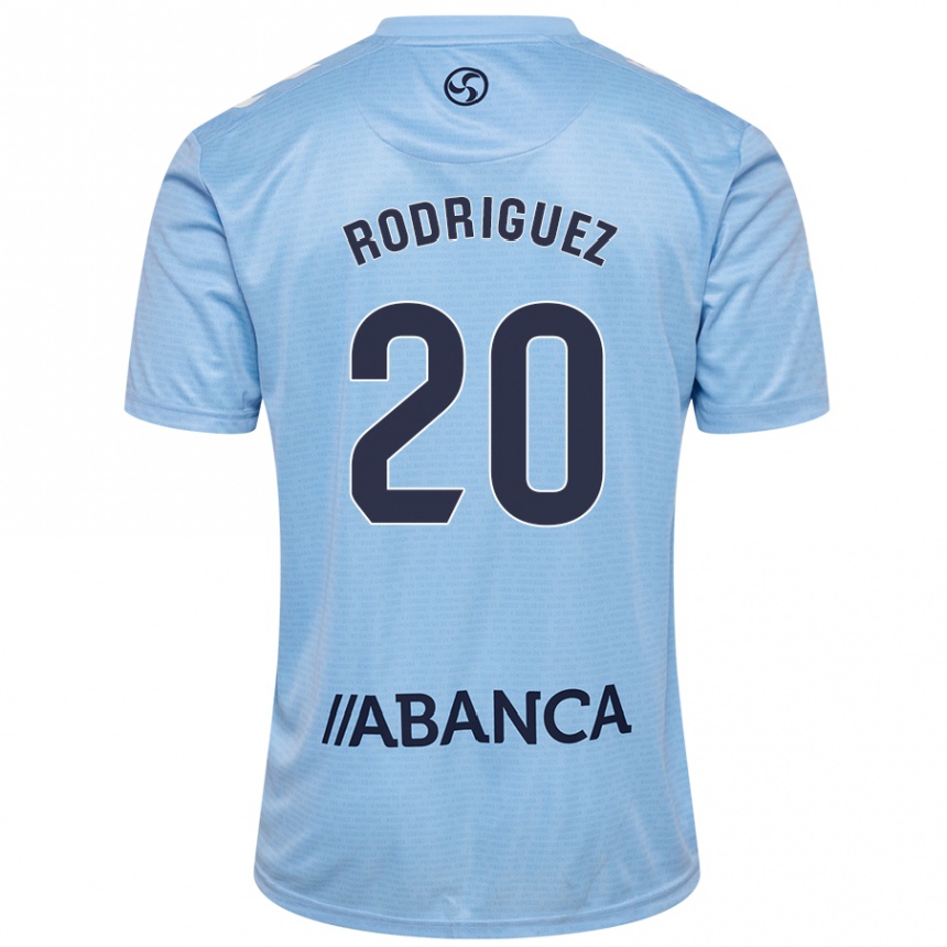 Kids Football Javi Rodríguez #20 Sky Blue Home Jersey 2024/25 T-Shirt Nz