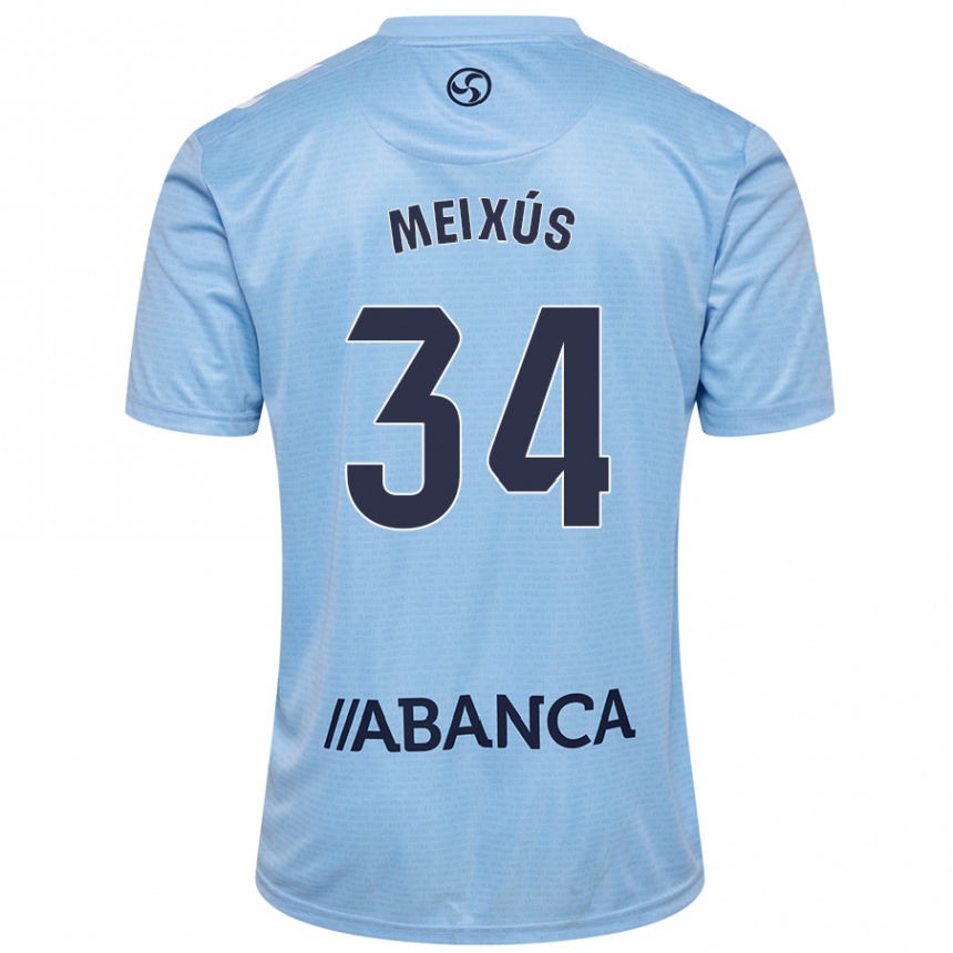 Kids Football Pablo Meixús #34 Sky Blue Home Jersey 2024/25 T-Shirt Nz