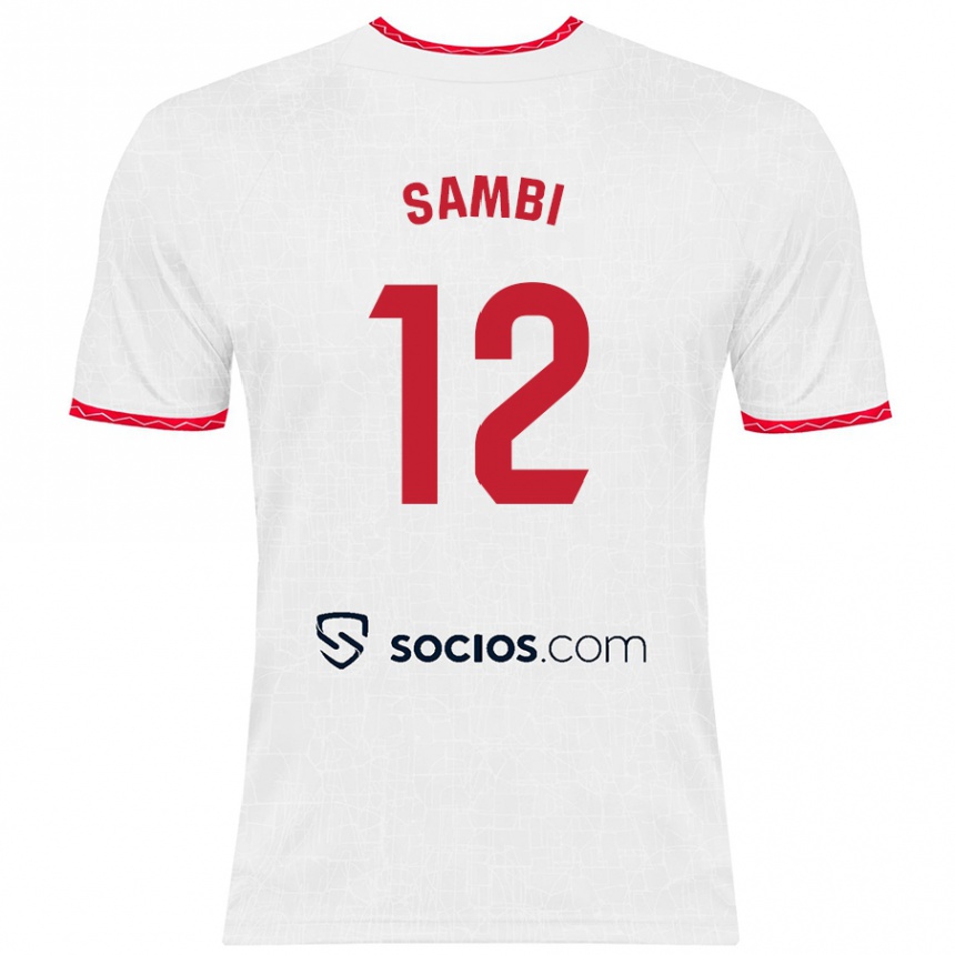 Kids Football Albert Sambi Lokonga #12 White Red Home Jersey 2024/25 T-Shirt Nz