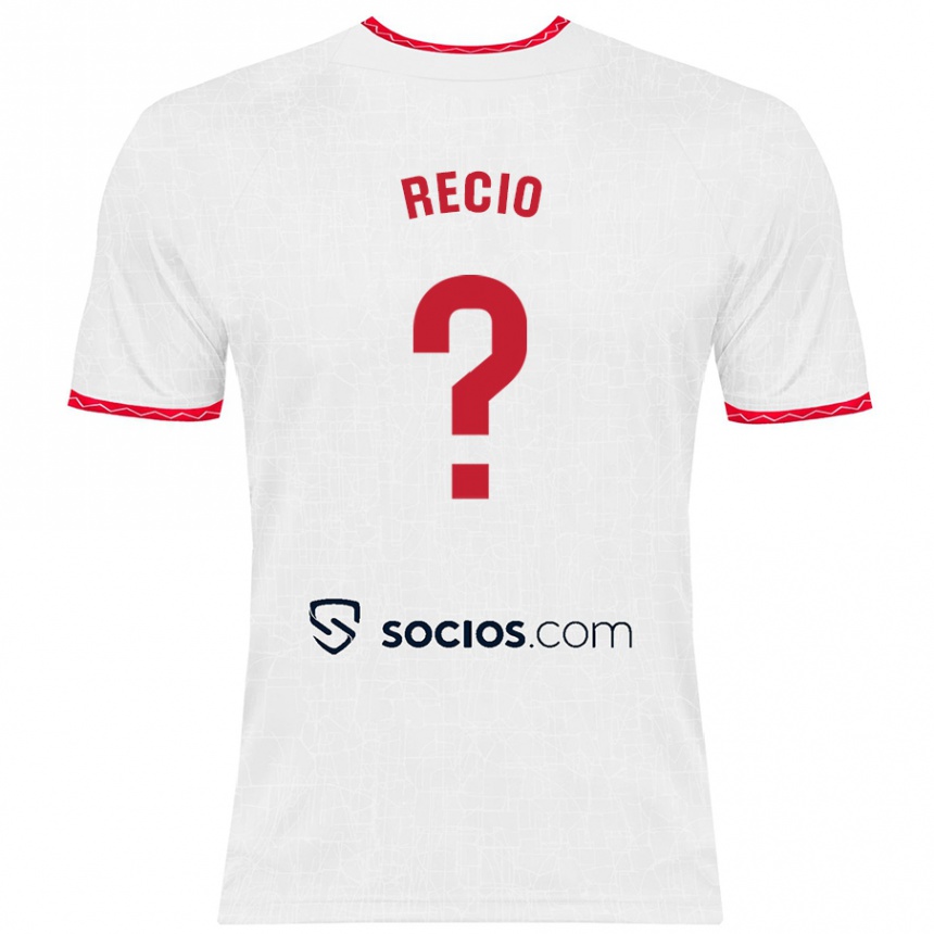 Kids Football Sergio Recio #0 White Red Home Jersey 2024/25 T-Shirt Nz