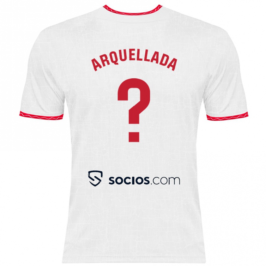 Kids Football Álvaro Arquellada #0 White Red Home Jersey 2024/25 T-Shirt Nz