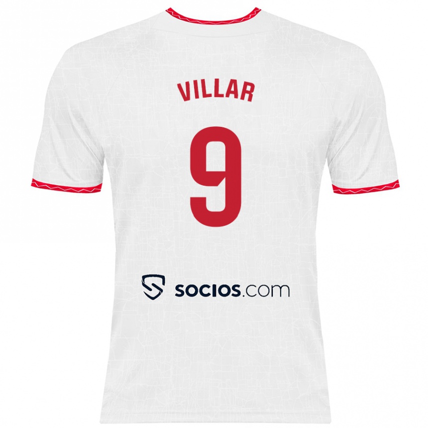 Kids Football Iker Villar #9 White Red Home Jersey 2024/25 T-Shirt Nz