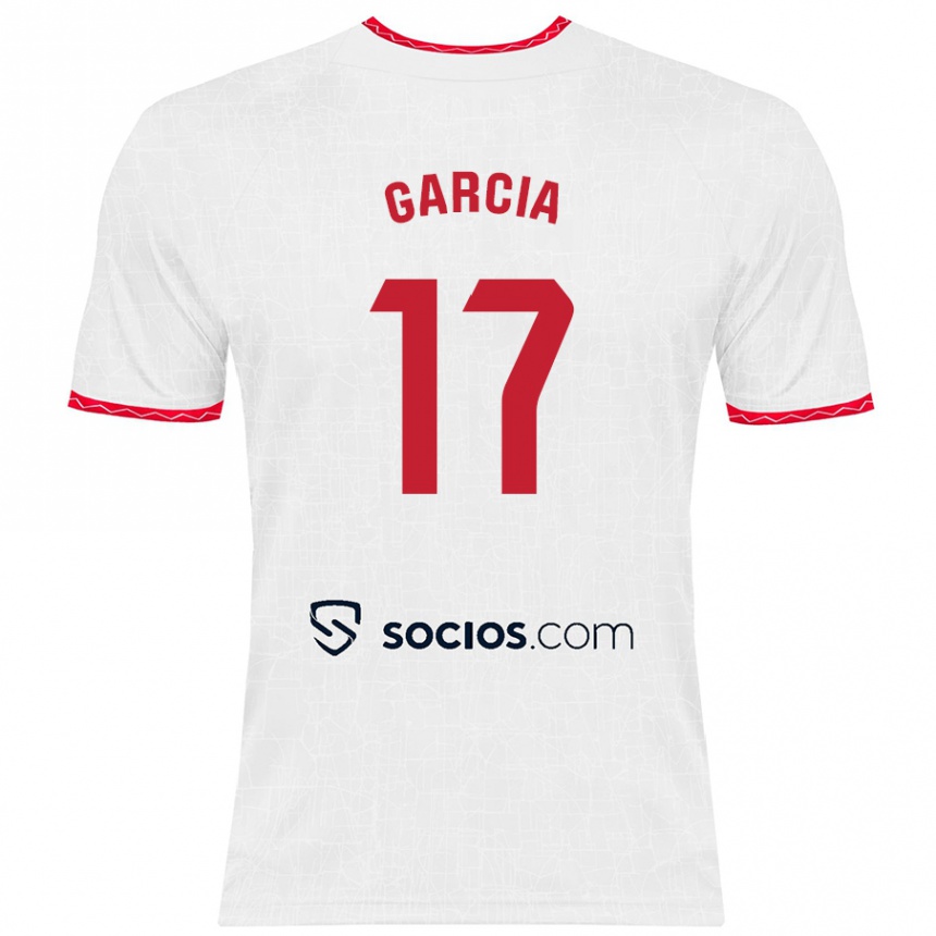 Kids Football Débora García #17 White Red Home Jersey 2024/25 T-Shirt Nz