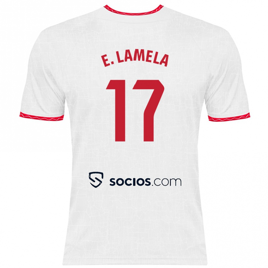 Kids Football Erik Lamela #17 White Red Home Jersey 2024/25 T-Shirt Nz