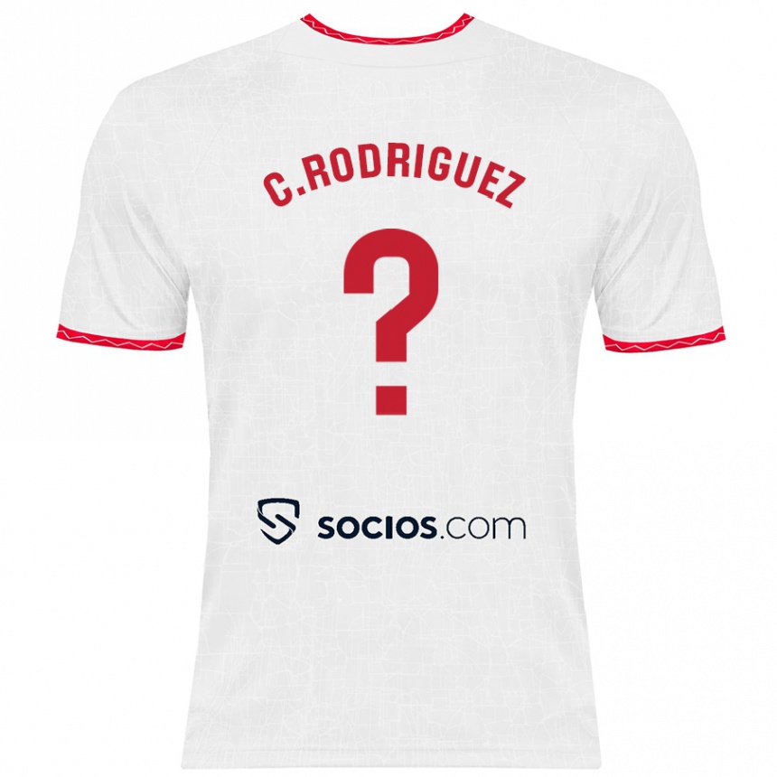 Kids Football Carlos Rodríguez #0 White Red Home Jersey 2024/25 T-Shirt Nz