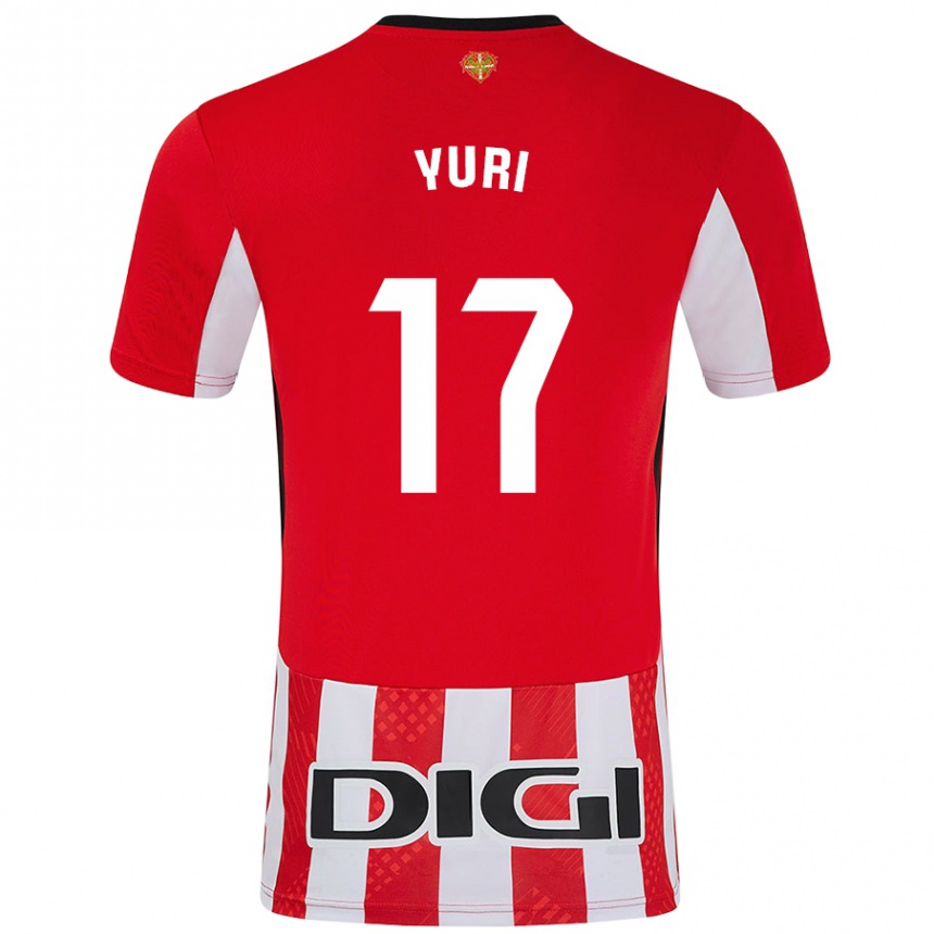 Kids Football Yuri Berchiche #17 Red White Home Jersey 2024/25 T-Shirt Nz