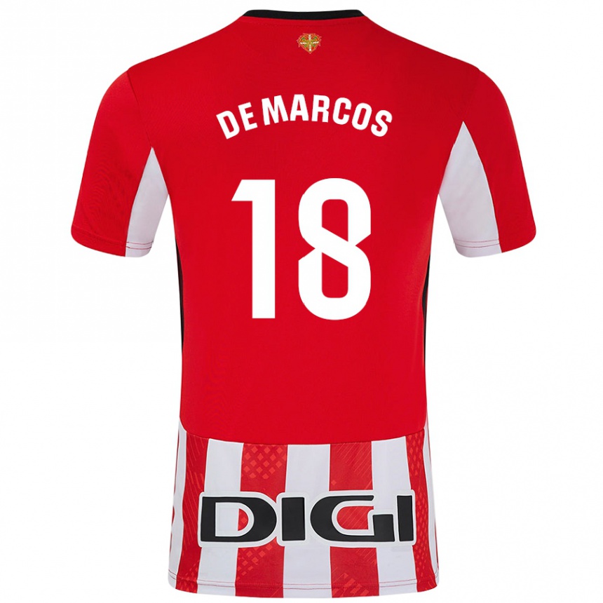 Kids Football Óscar De Marcos #18 Red White Home Jersey 2024/25 T-Shirt Nz