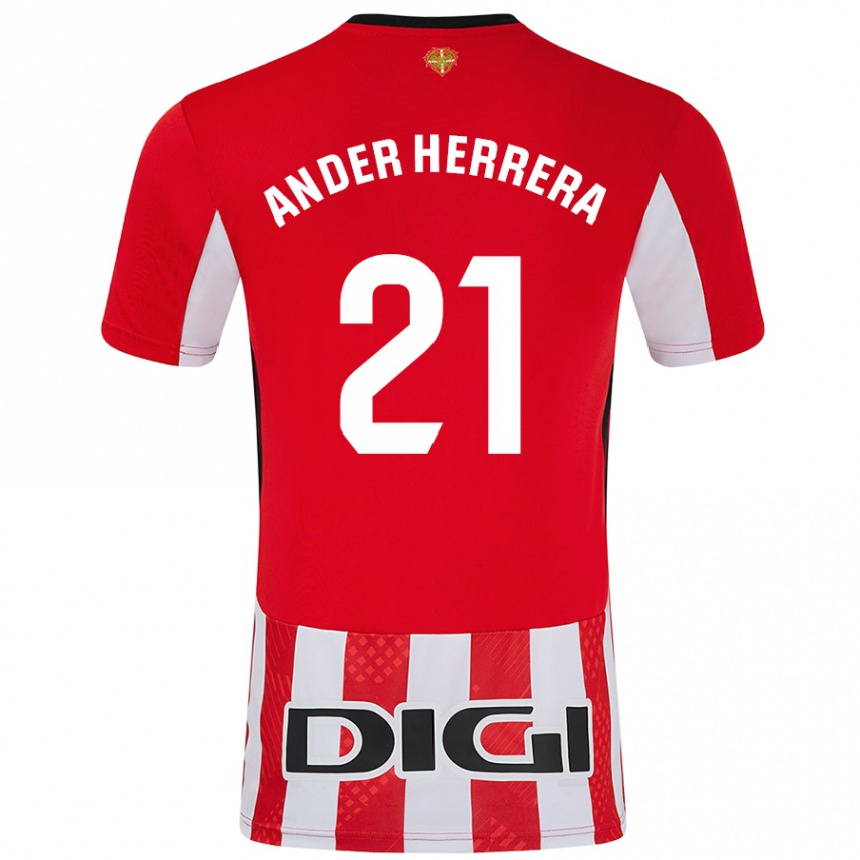 Kids Football Ander Herrera #21 Red White Home Jersey 2024/25 T-Shirt Nz