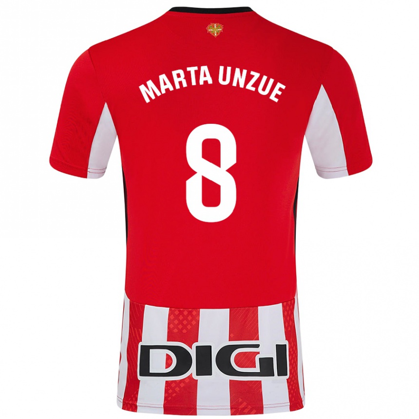 Kids Football Marta Unzué Urdániz #8 Red White Home Jersey 2024/25 T-Shirt Nz