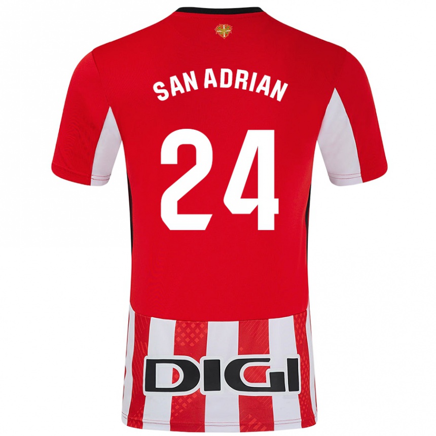 Kids Football Marta San Adrián Rocandio #24 Red White Home Jersey 2024/25 T-Shirt Nz