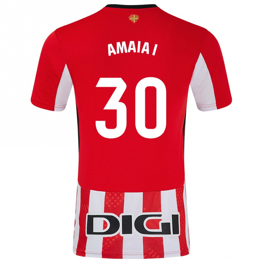 Kids Football Amaia Iribarren Arteta #30 Red White Home Jersey 2024/25 T-Shirt Nz