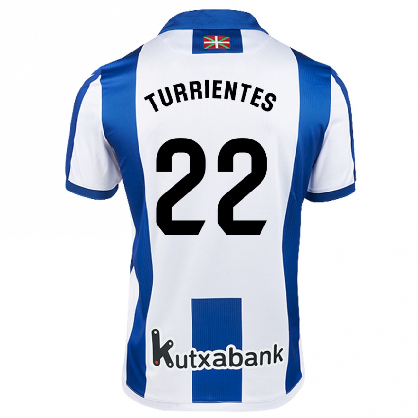 Kids Football Beñat Turrientes #22 White Blue Home Jersey 2024/25 T-Shirt Nz