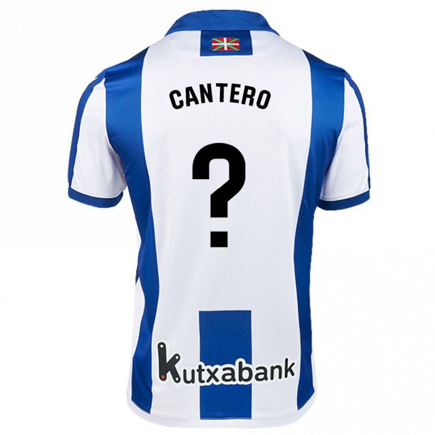 Kids Football Yago Cantero #0 White Blue Home Jersey 2024/25 T-Shirt Nz