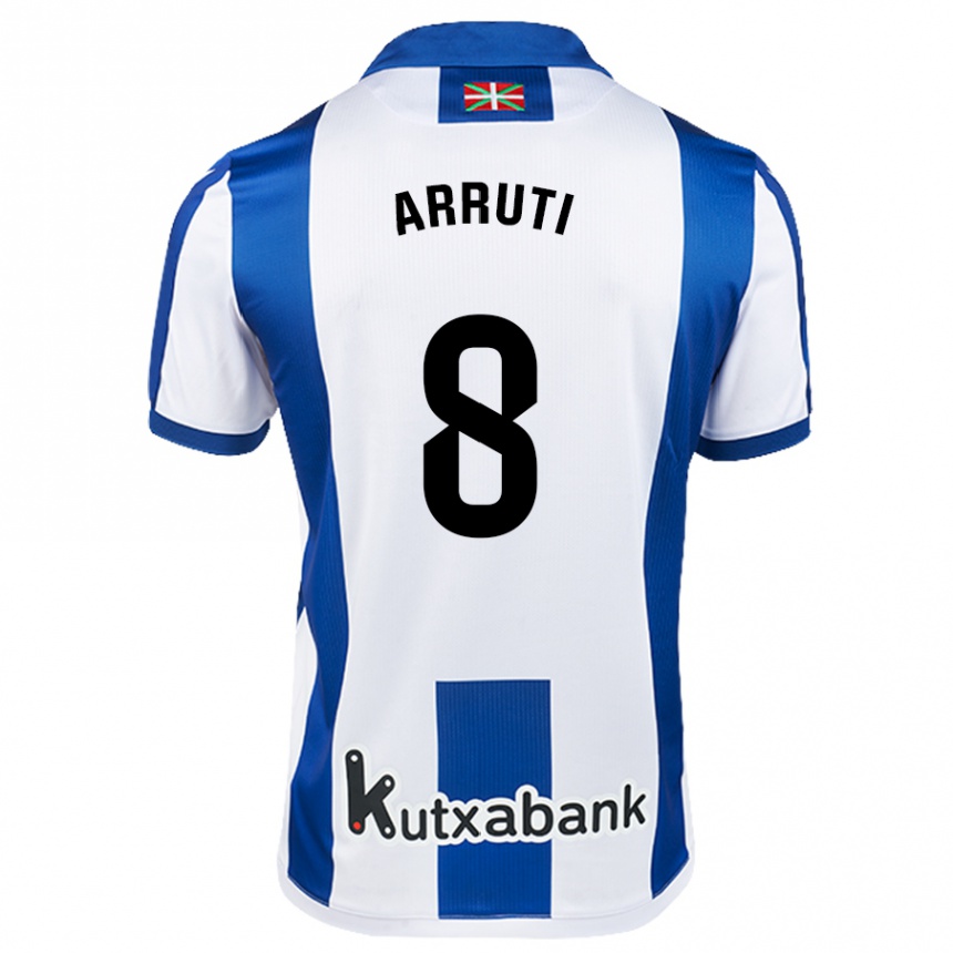 Kids Football Martín Arruti #8 White Blue Home Jersey 2024/25 T-Shirt Nz