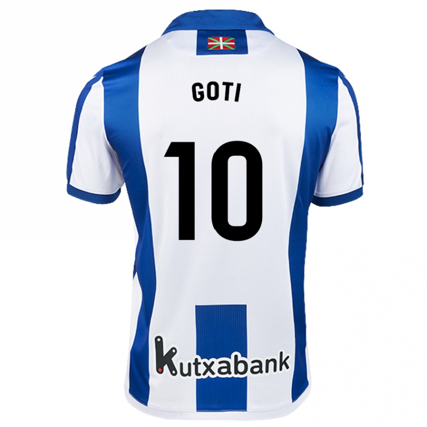 Kids Football Mikel Goti #10 White Blue Home Jersey 2024/25 T-Shirt Nz