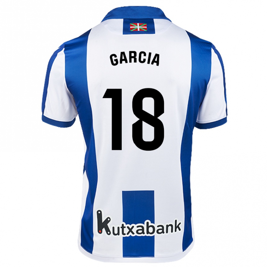 Kids Football Eder García #18 White Blue Home Jersey 2024/25 T-Shirt Nz