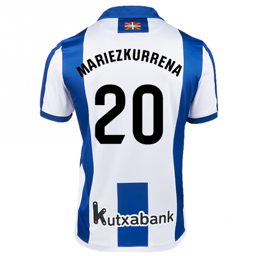 Kids Football Arkaitz Mariezkurrena #20 White Blue Home Jersey 2024/25 T-Shirt Nz