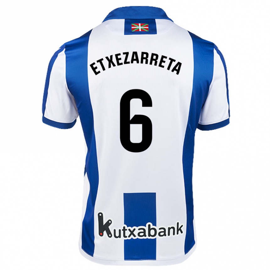 Kids Football Ane Etxezarreta Aierbe #6 White Blue Home Jersey 2024/25 T-Shirt Nz