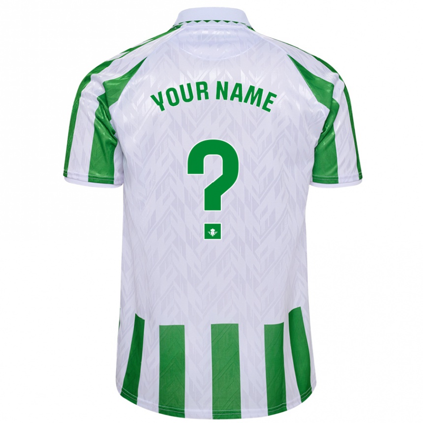 Kids Football Your Name #0 Green White Stripes Home Jersey 2024/25 T-Shirt Nz