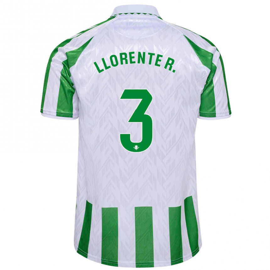 Kids Football Diego Llorente #3 Green White Stripes Home Jersey 2024/25 T-Shirt Nz