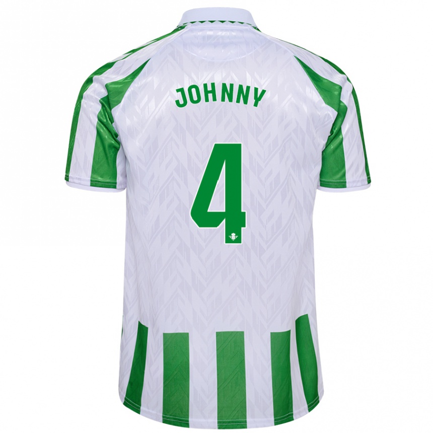 Kids Football Johnny Cardoso #4 Green White Stripes Home Jersey 2024/25 T-Shirt Nz