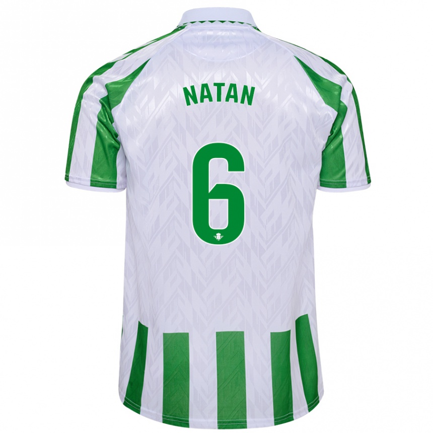 Kids Football Natan #6 Green White Stripes Home Jersey 2024/25 T-Shirt Nz