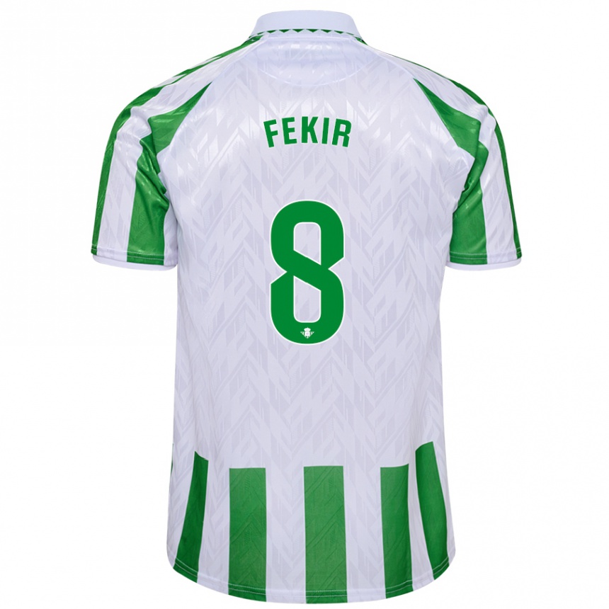 Kids Football Nabil Fekir #8 Green White Stripes Home Jersey 2024/25 T-Shirt Nz