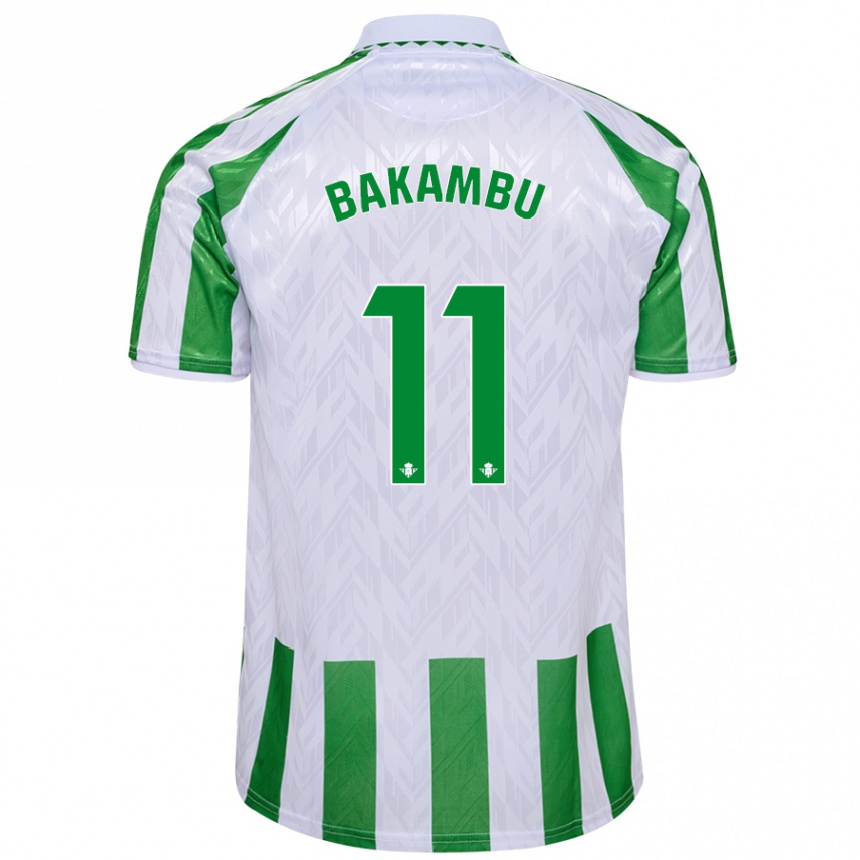 Kids Football Cedric Bakambu #11 Green White Stripes Home Jersey 2024/25 T-Shirt Nz