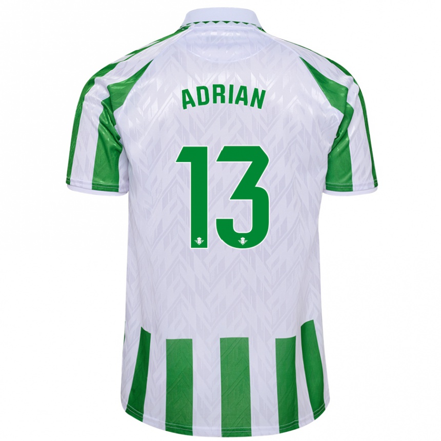 Kids Football Adrian #13 Green White Stripes Home Jersey 2024/25 T-Shirt Nz