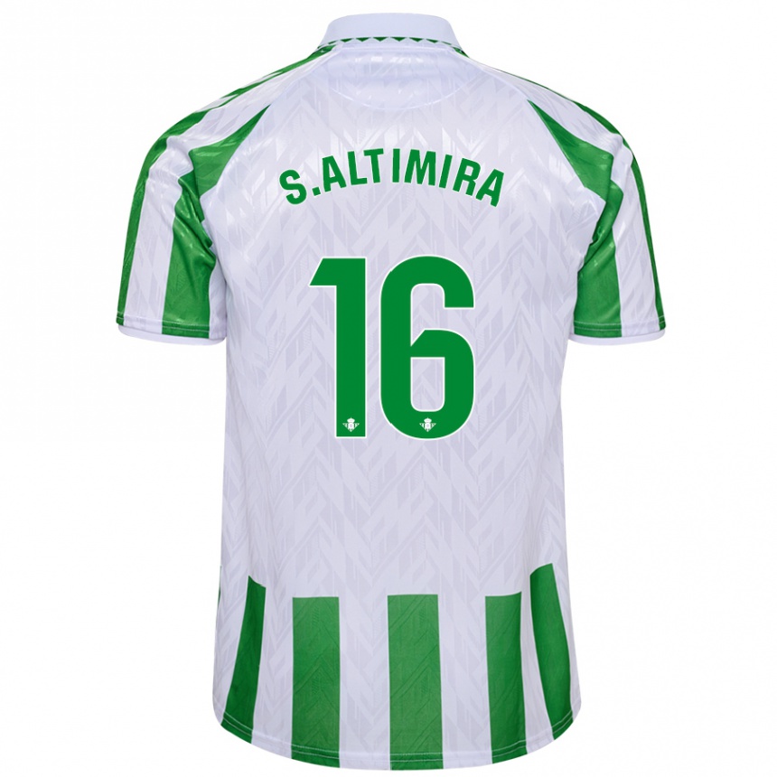 Kids Football Sergi Altimira #16 Green White Stripes Home Jersey 2024/25 T-Shirt Nz