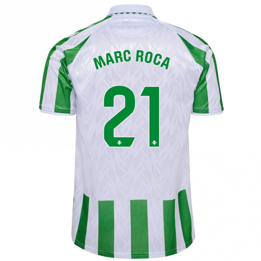 Kids Football Marc Roca #21 Green White Stripes Home Jersey 2024/25 T-Shirt Nz