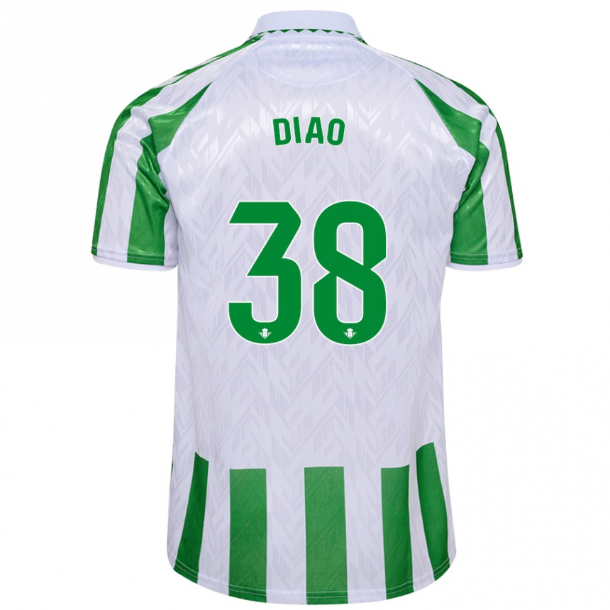 Kids Football Assane Diao #38 Green White Stripes Home Jersey 2024/25 T-Shirt Nz