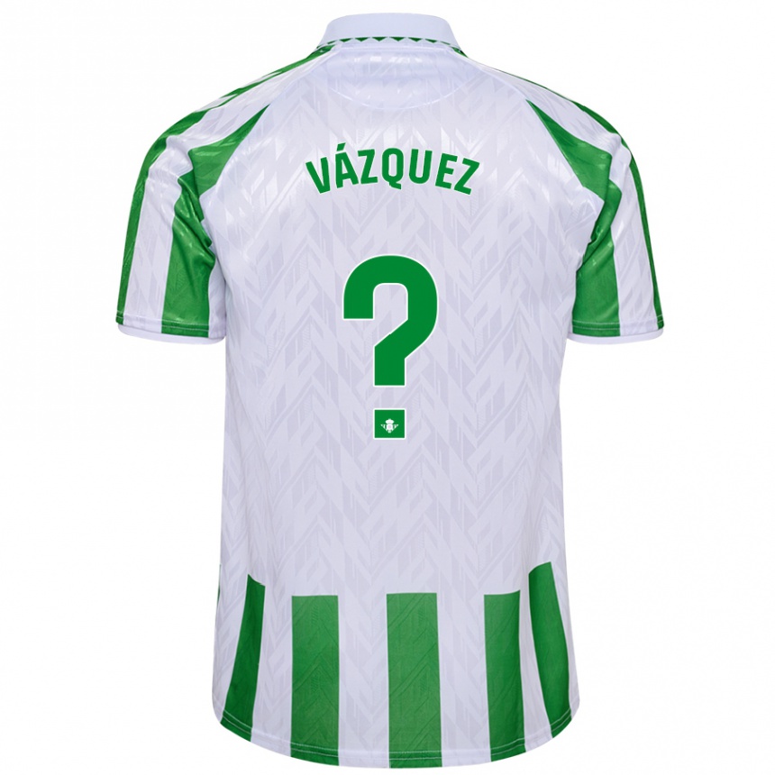 Kids Football Leo Vázquez #0 Green White Stripes Home Jersey 2024/25 T-Shirt Nz