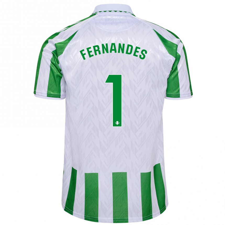 Kids Football Guilherme Fernandes #1 Green White Stripes Home Jersey 2024/25 T-Shirt Nz