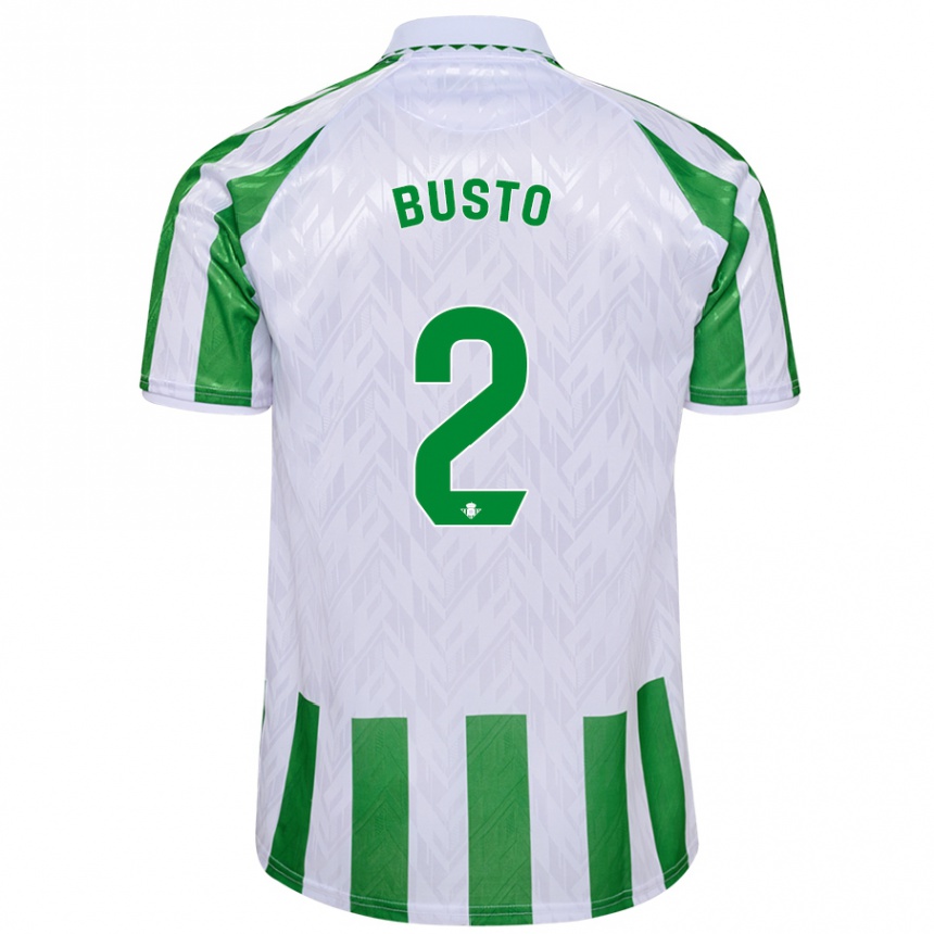 Kids Football Pablo Busto #2 Green White Stripes Home Jersey 2024/25 T-Shirt Nz