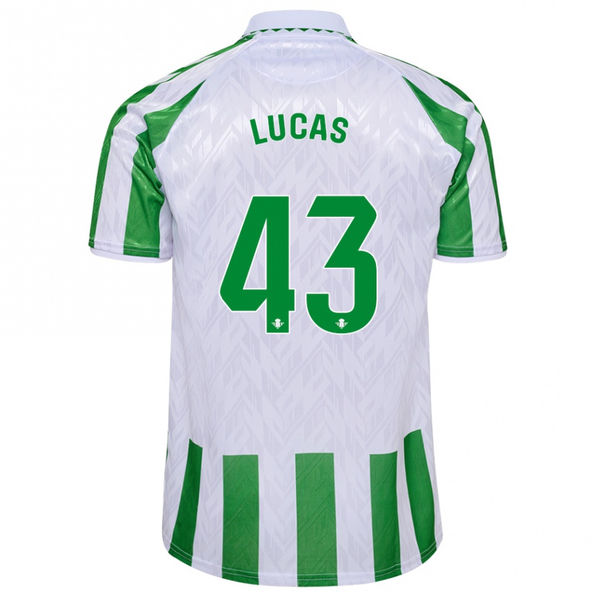 Kids Football Lucas Alcázar #43 Green White Stripes Home Jersey 2024/25 T-Shirt Nz