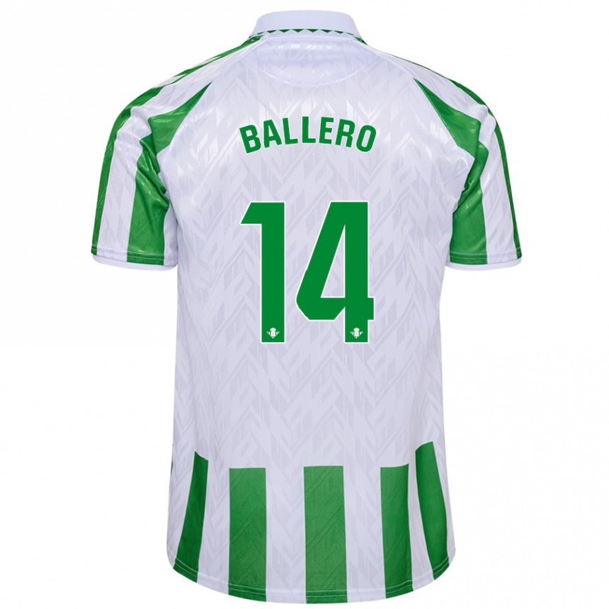 Kids Football Sander Ballero #14 Green White Stripes Home Jersey 2024/25 T-Shirt Nz