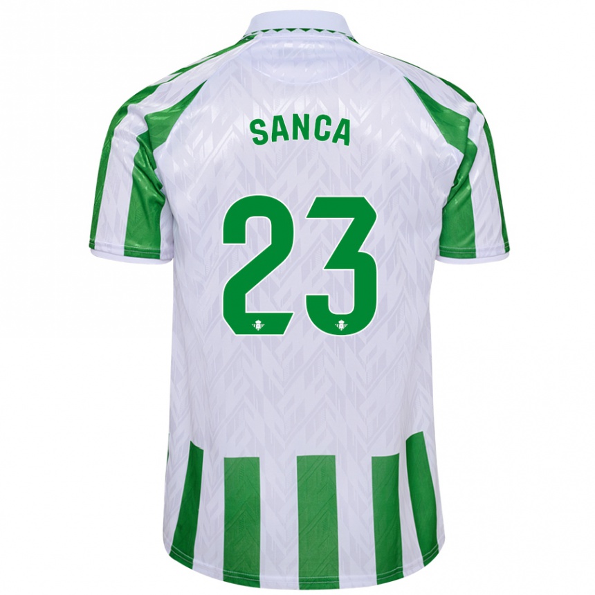 Kids Football Marciano Sanca #23 Green White Stripes Home Jersey 2024/25 T-Shirt Nz