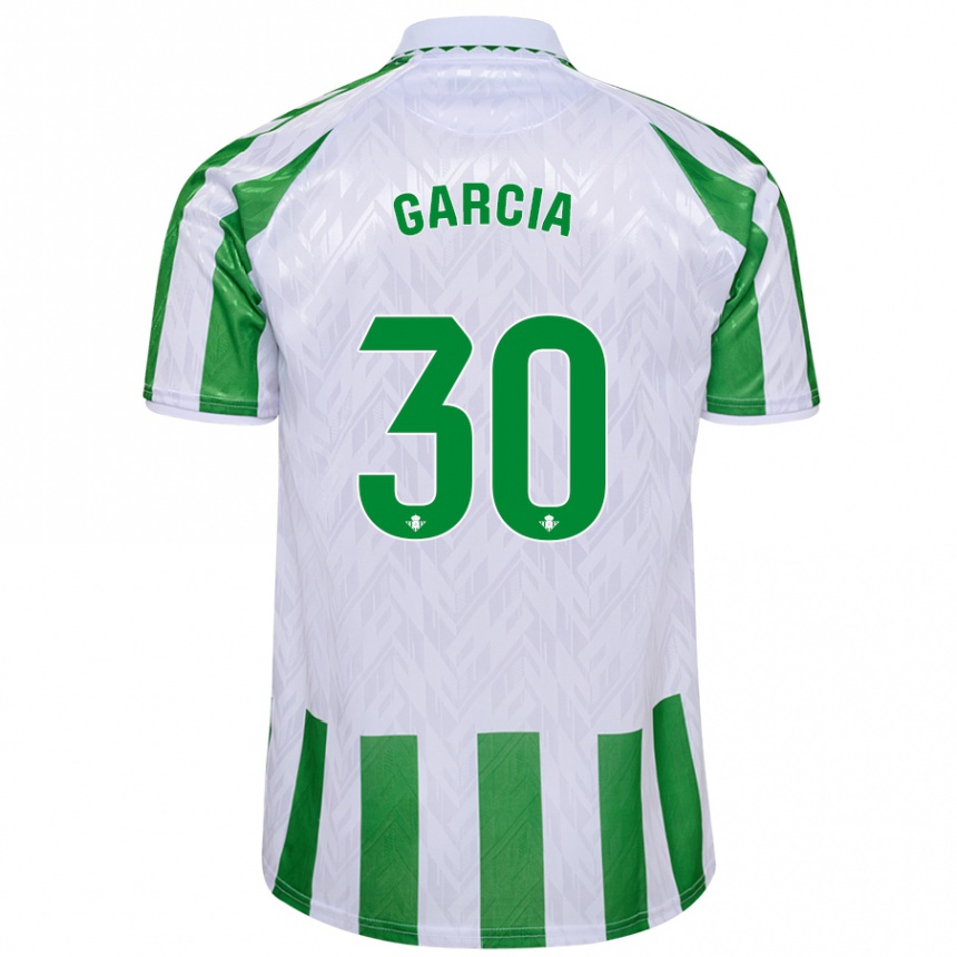 Kids Football Germán García #30 Green White Stripes Home Jersey 2024/25 T-Shirt Nz