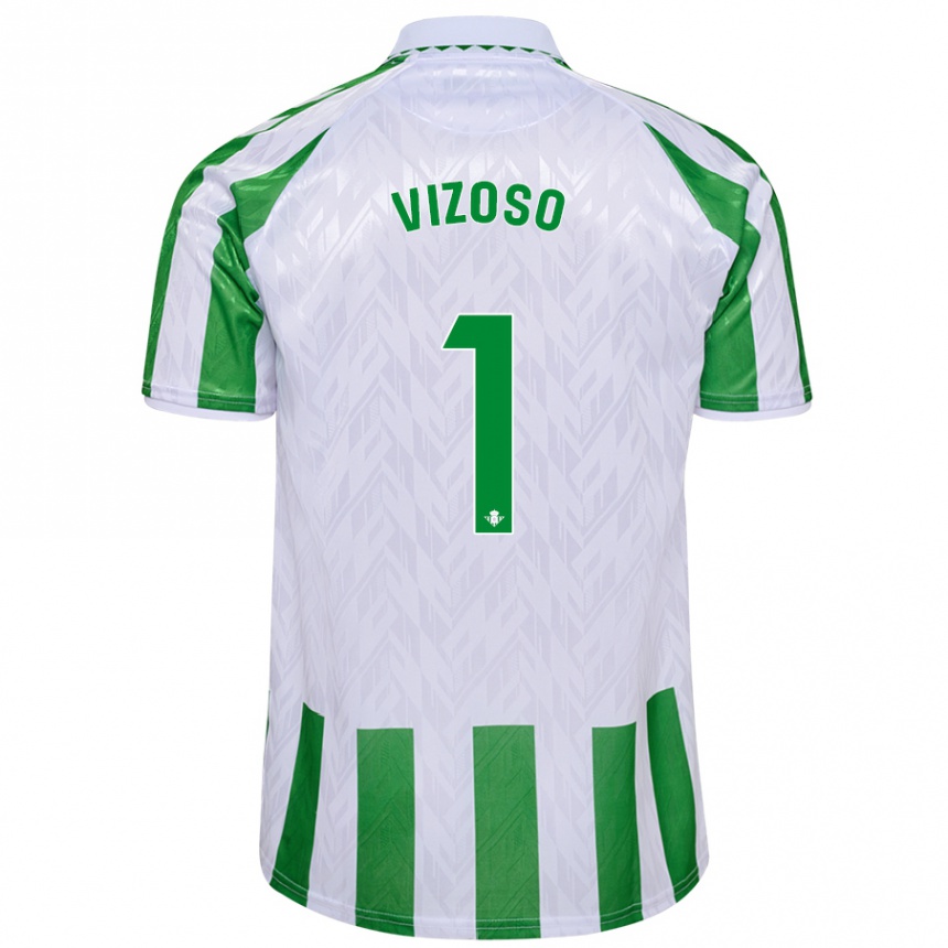 Kids Football Paula Vizoso #1 Green White Stripes Home Jersey 2024/25 T-Shirt Nz